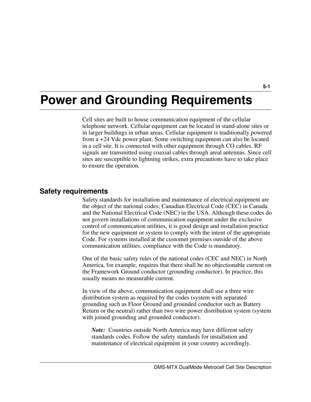 Nortel Networks 411-2021-111 manual Power and Grounding Requirements, Safety requirements 