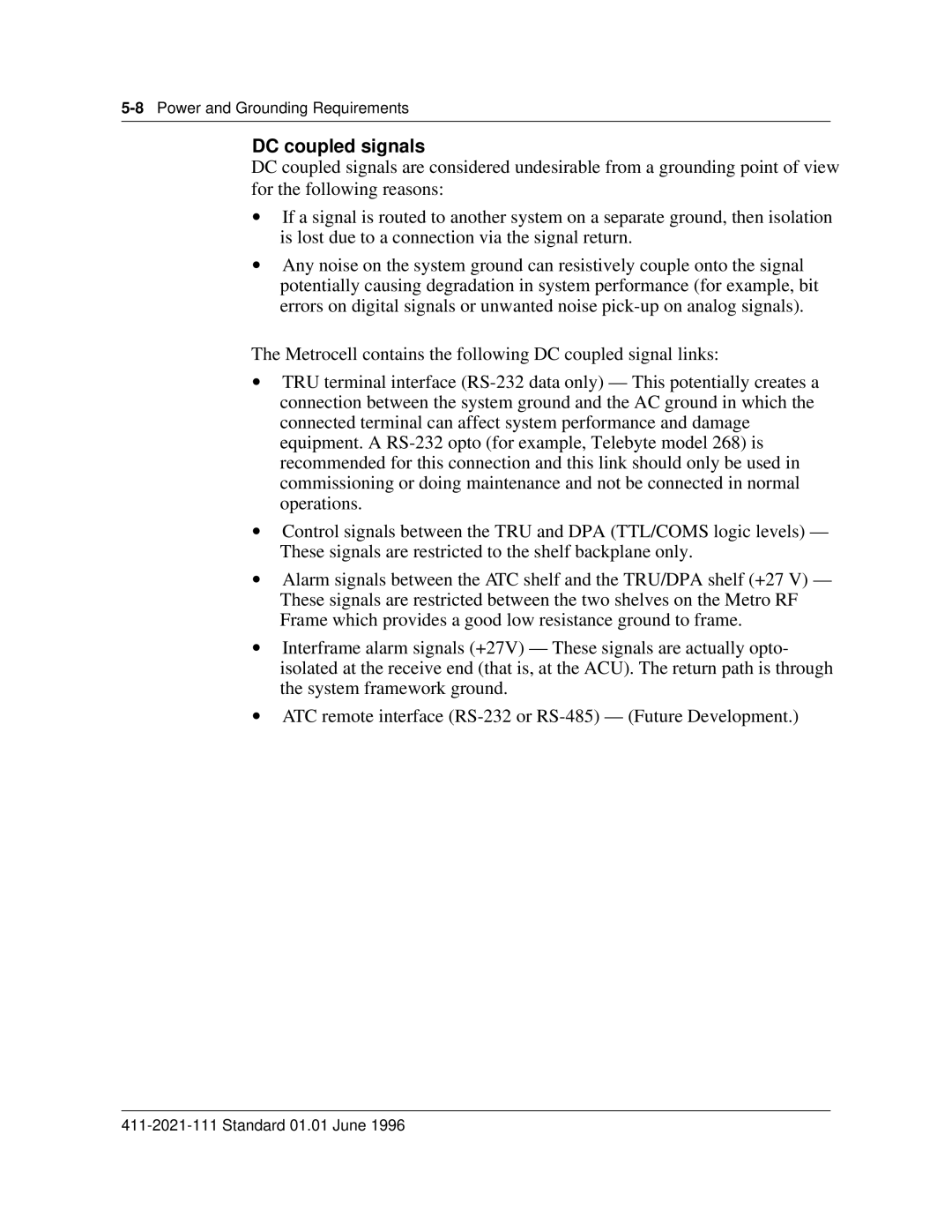 Nortel Networks 411-2021-111 manual DC coupled signals 