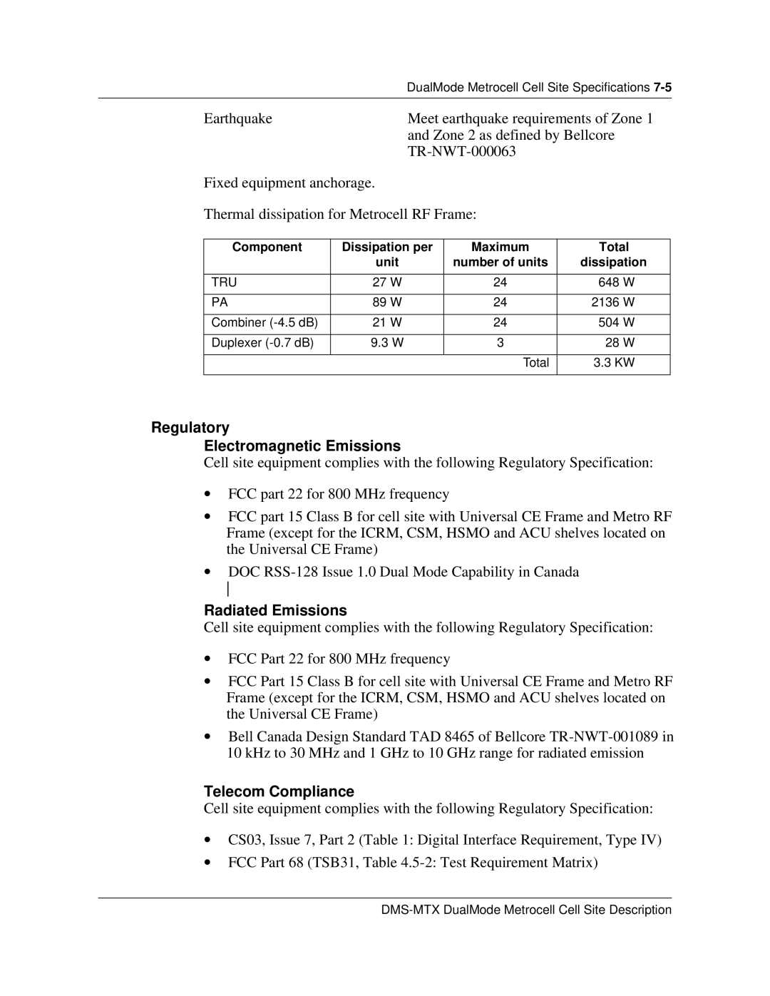 Nortel Networks 411-2021-111 manual Regulatory Electromagnetic Emissions, Radiated Emissions, Telecom Compliance 