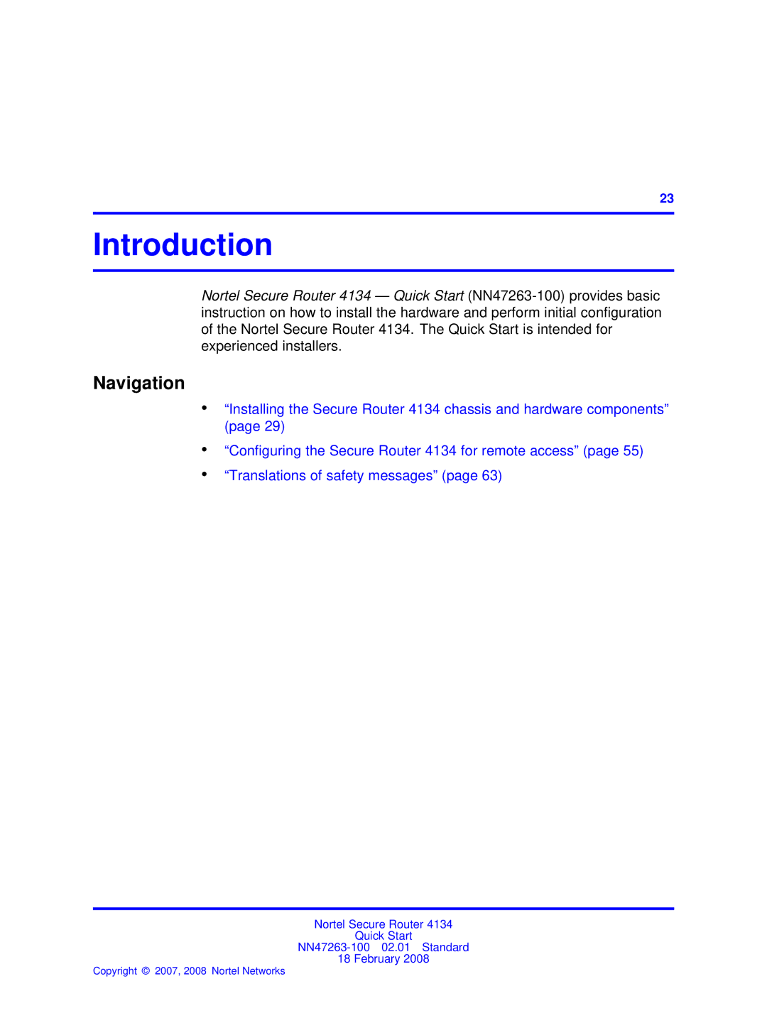 Nortel Networks 4134 quick start Introduction, Navigation 