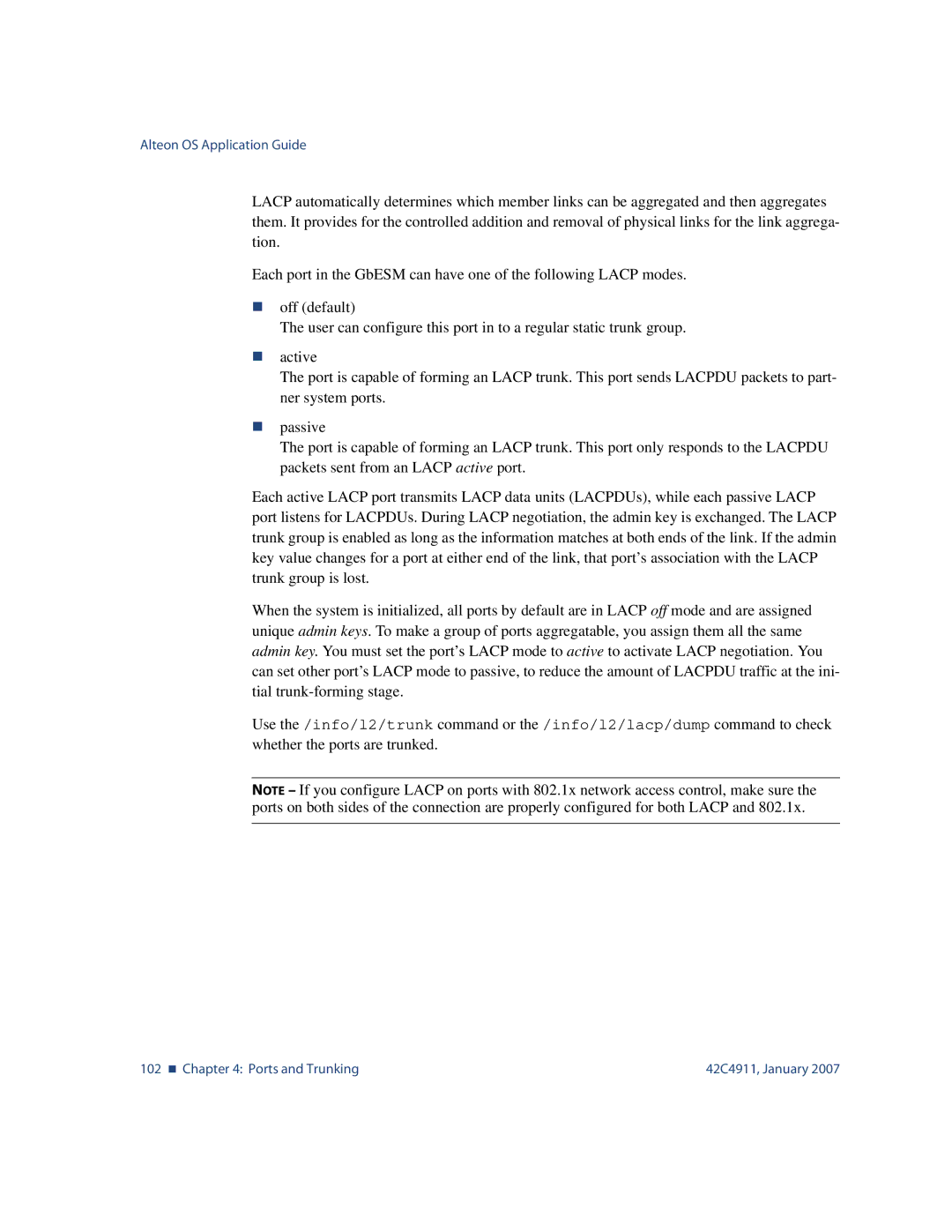 Nortel Networks 42C4911 manual 102 „ Ports and Trunking 