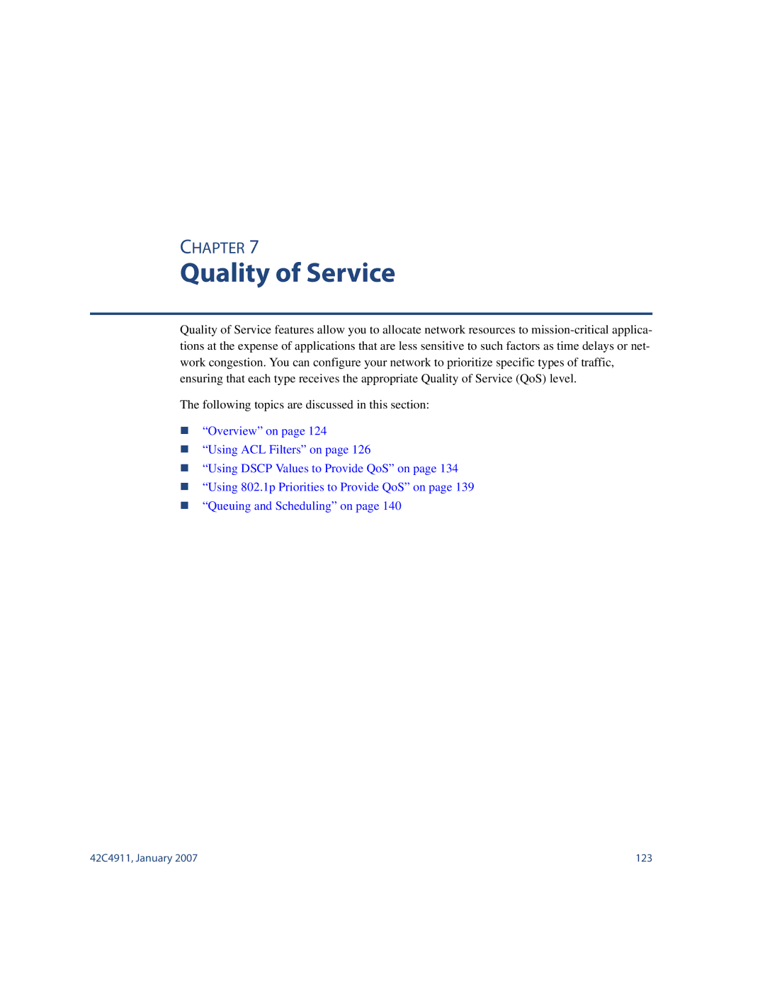 Nortel Networks 42C4911 manual Quality of Service 