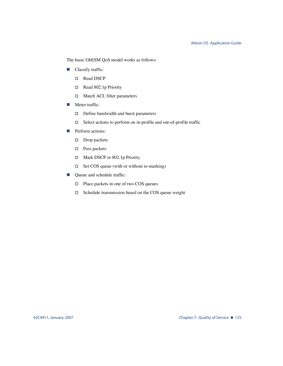 Nortel Networks 42C4911 manual Quality of Service „ 