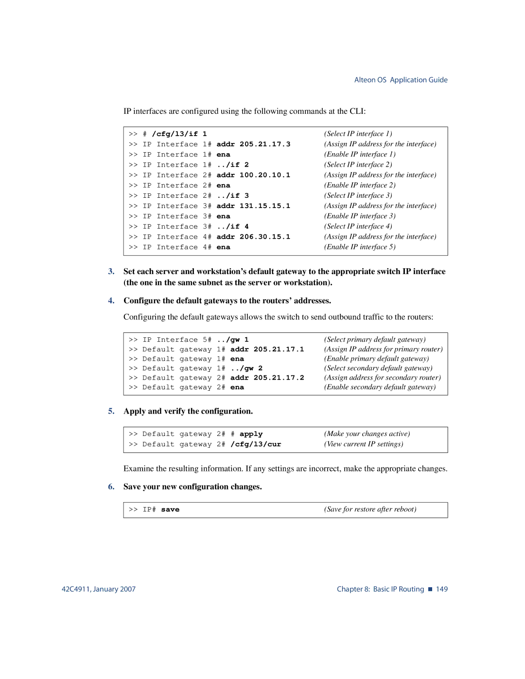 Nortel Networks 42C4911 manual # /cfg/l3/if, # addr, # ../if 