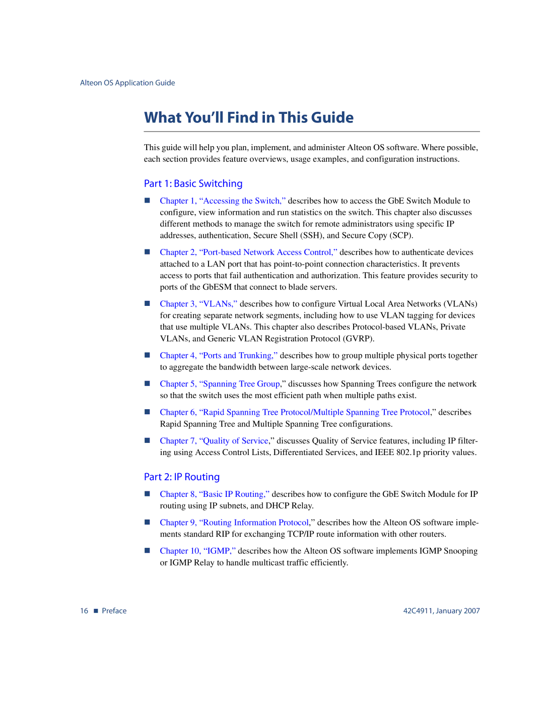 Nortel Networks 42C4911 manual What You’ll Find in This Guide, Part 1 Basic Switching 