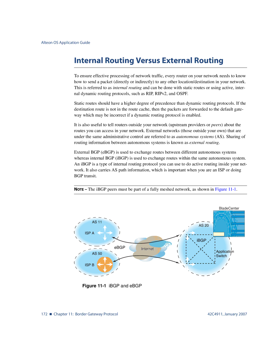 Nortel Networks 42C4911 manual Internal Routing Versus External Routing, 1iBGP and eBGP 