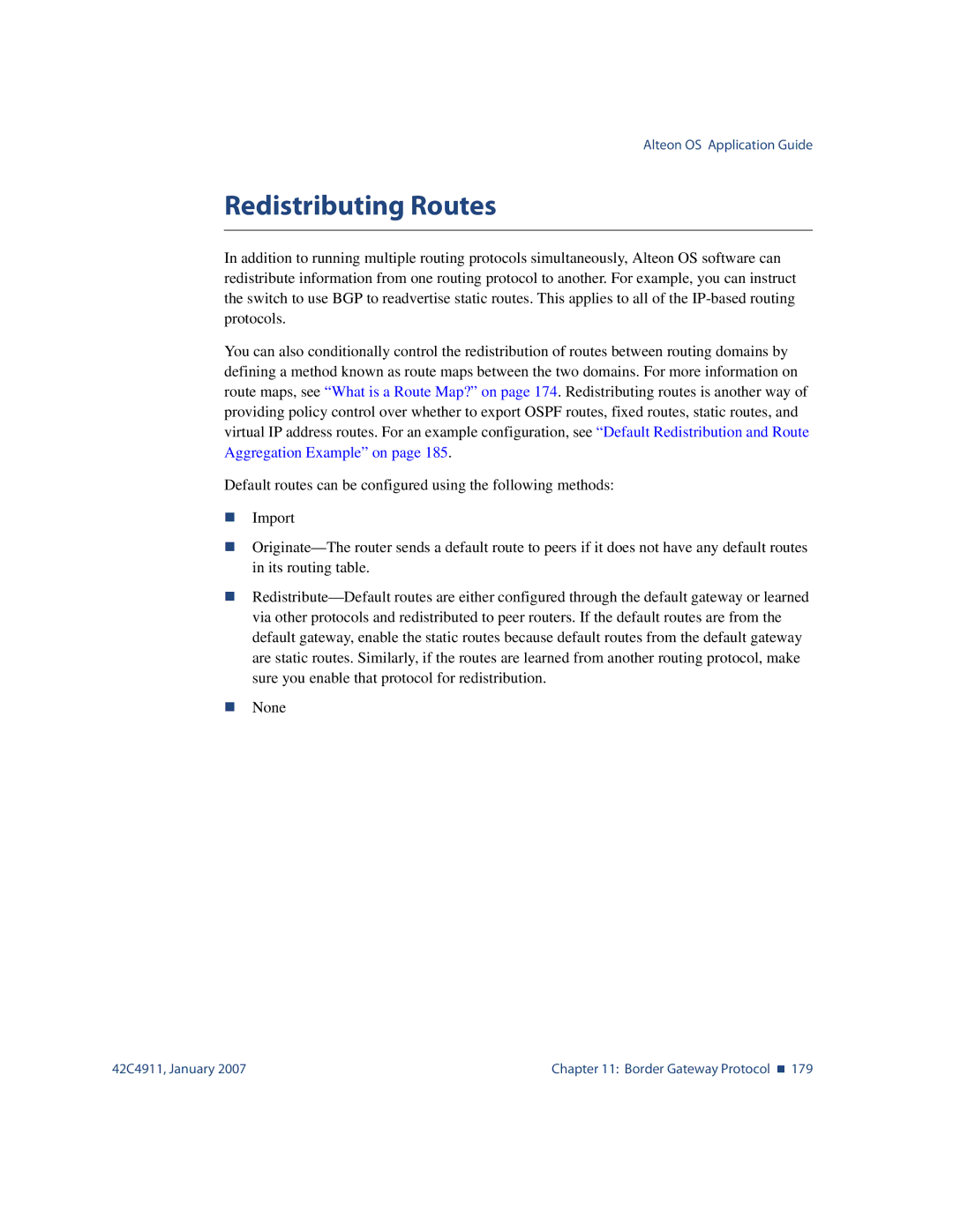 Nortel Networks 42C4911 manual Redistributing Routes 