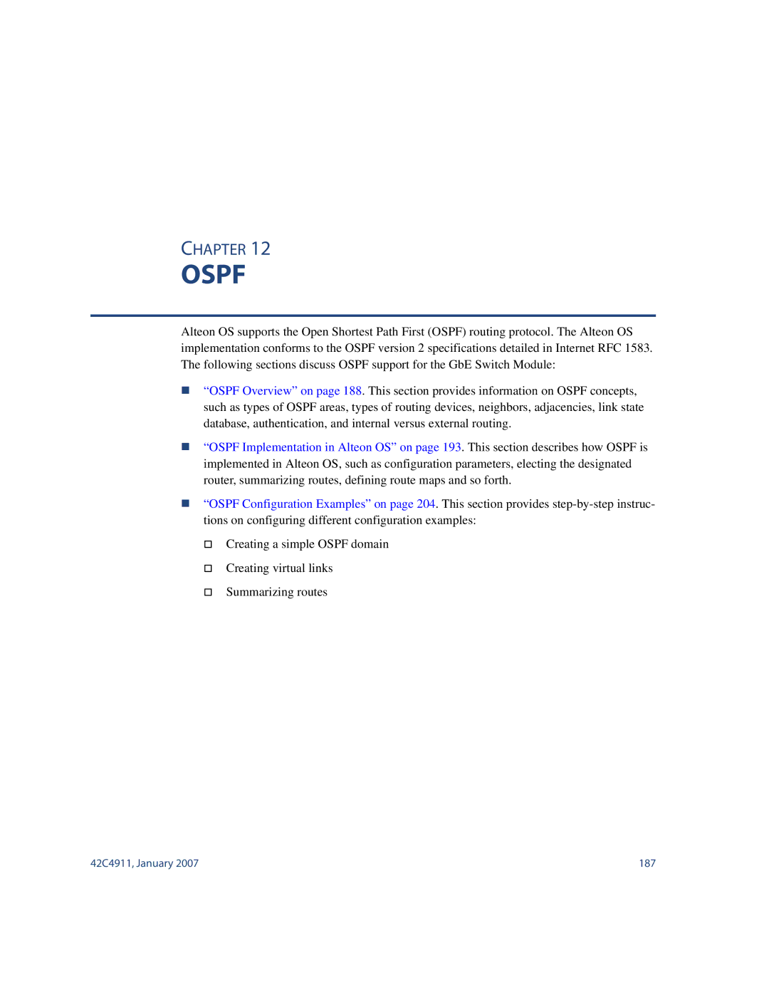 Nortel Networks 42C4911 manual Ospf 