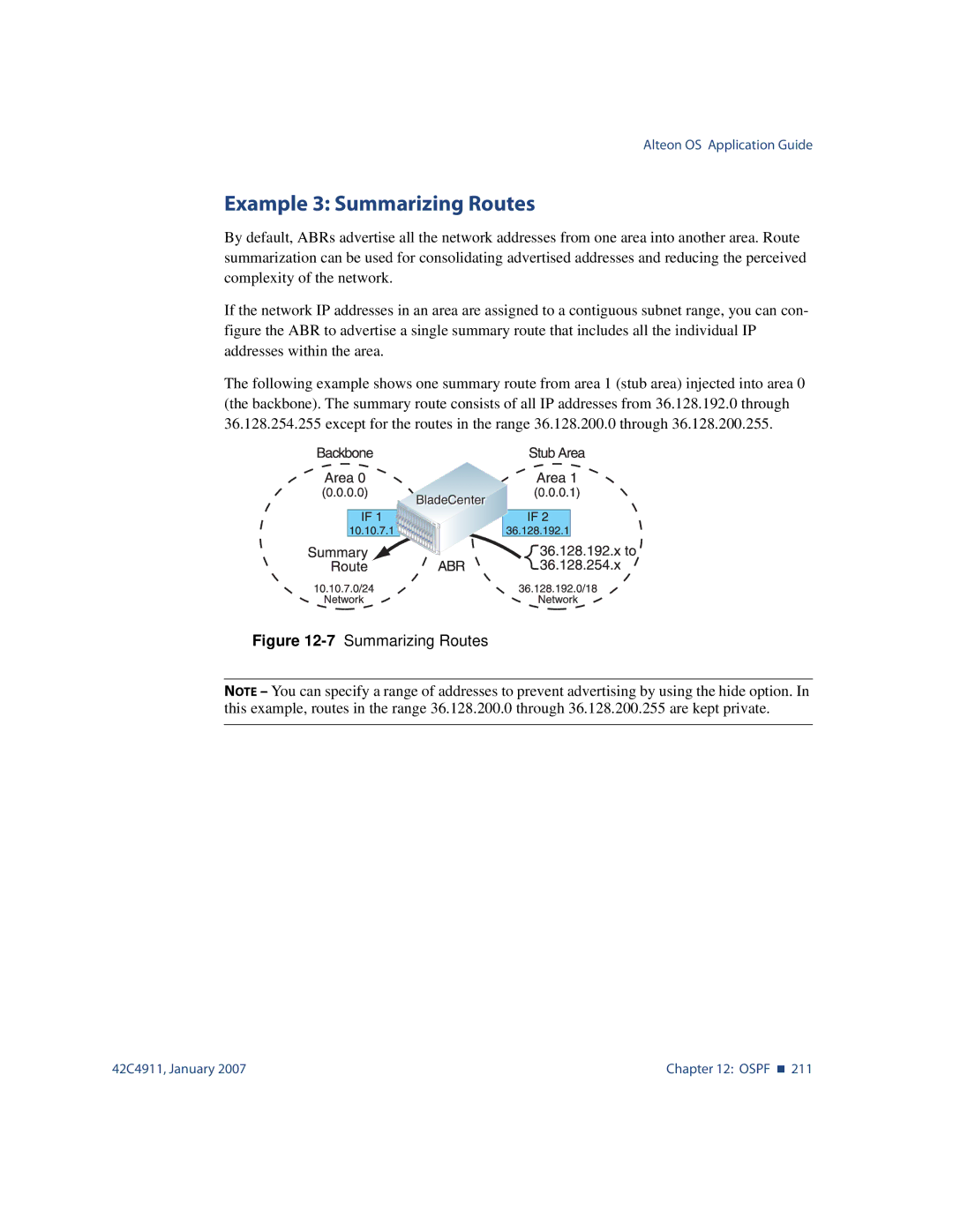 Nortel Networks 42C4911 manual Example 3 Summarizing Routes, 7Summarizing Routes 