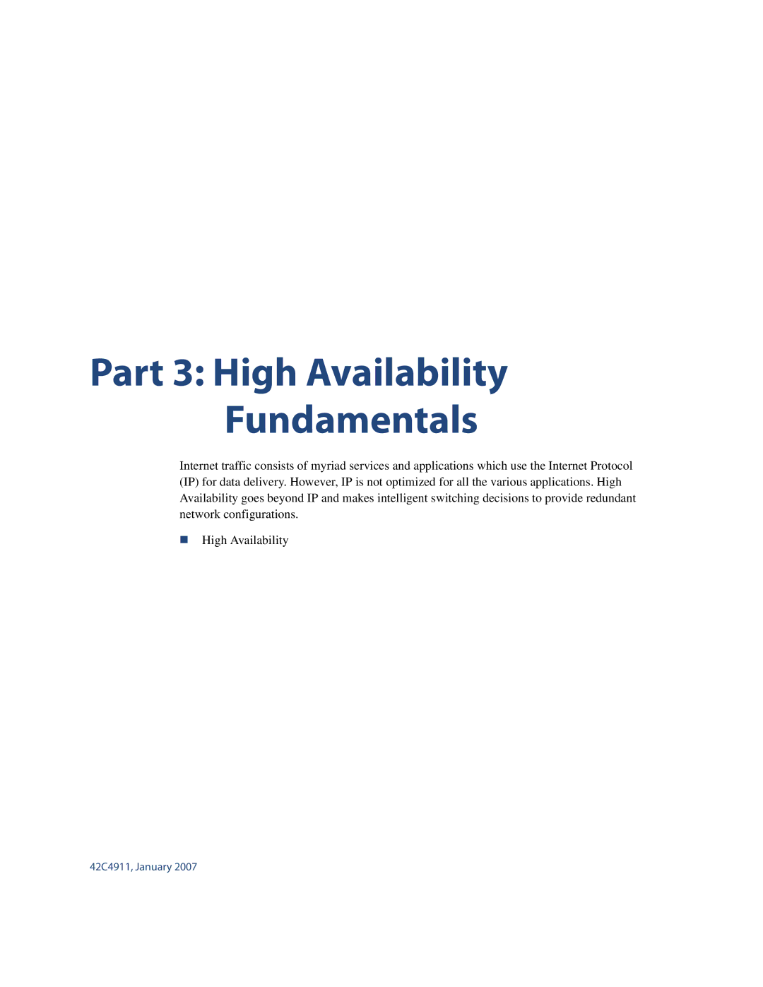 Nortel Networks 42C4911 manual Part 3 High Availability Fundamentals 