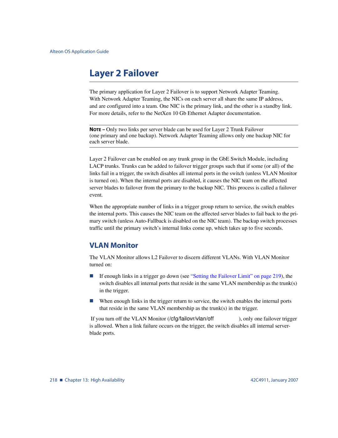 Nortel Networks 42C4911 manual Layer 2 Failover, Vlan Monitor 