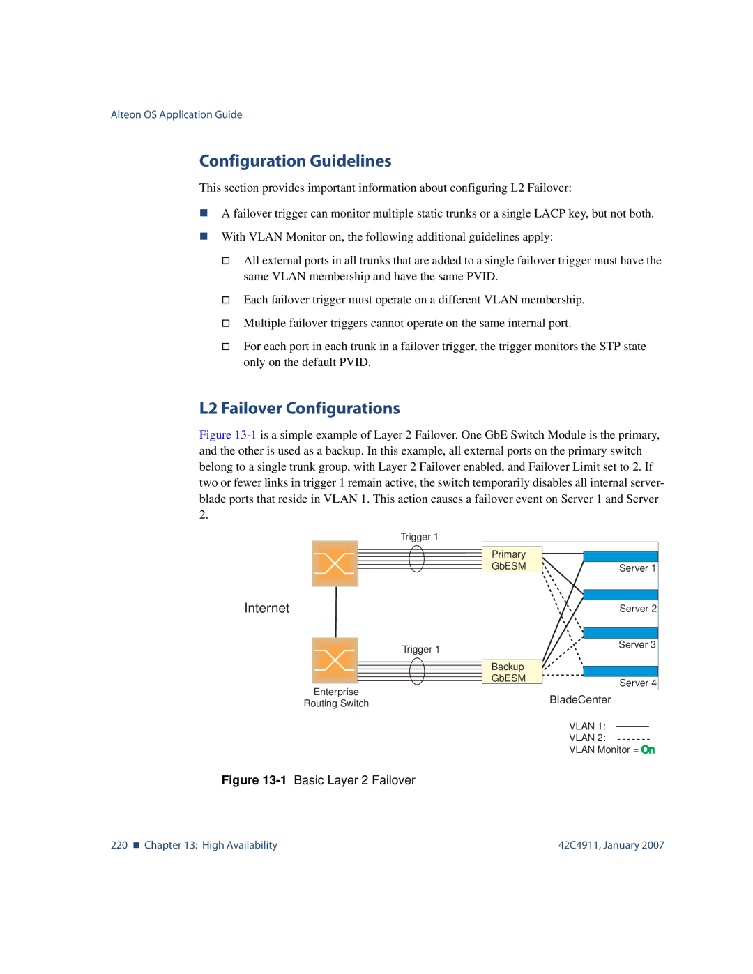 Nortel Networks 42C4911 manual L2 Failover Configurations, InternetI t t 