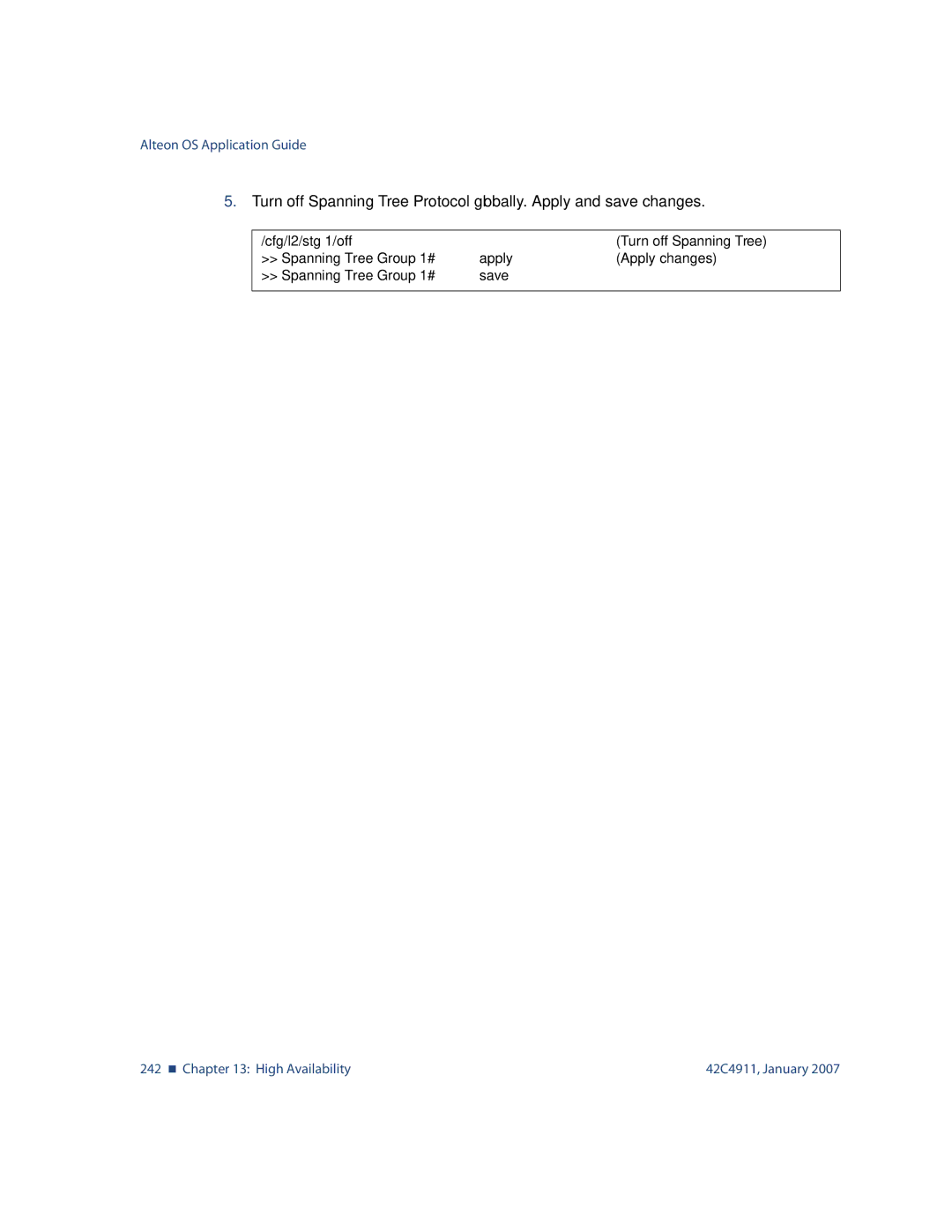 Nortel Networks 42C4911 manual 242 „ High Availability 