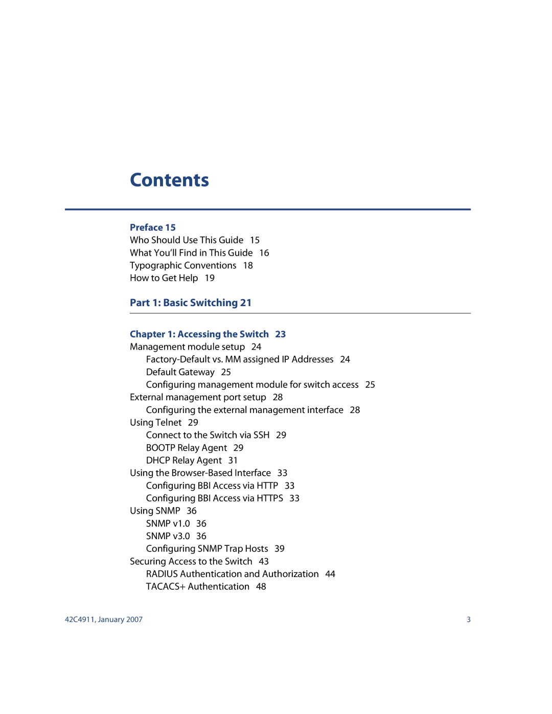 Nortel Networks 42C4911 manual Contents 