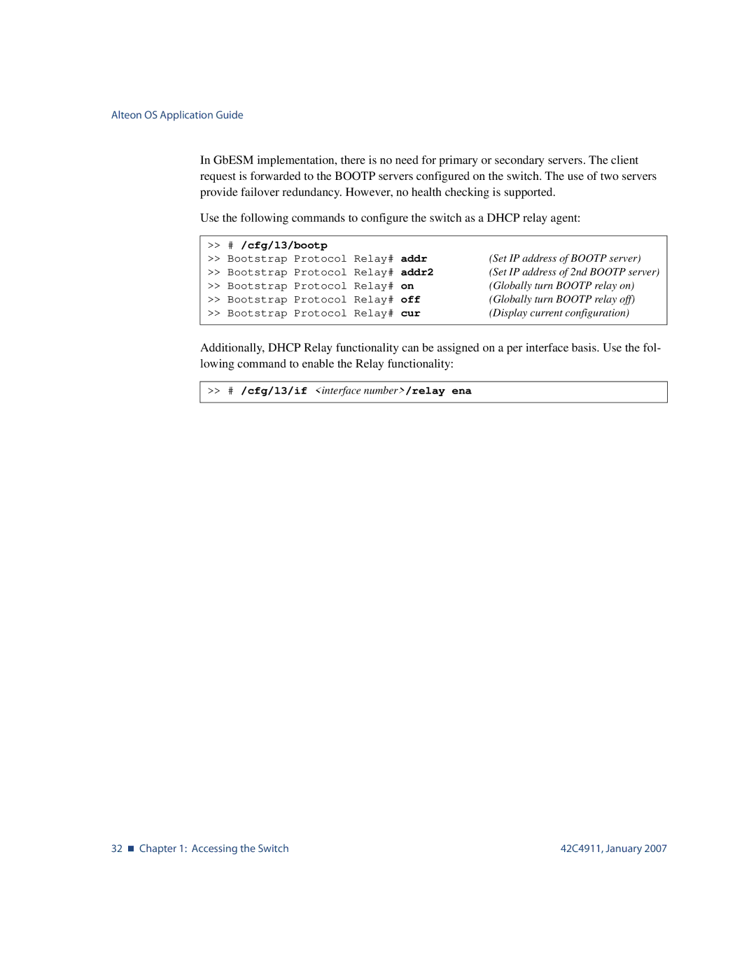 Nortel Networks 42C4911 manual 32 „ Accessing the Switch 