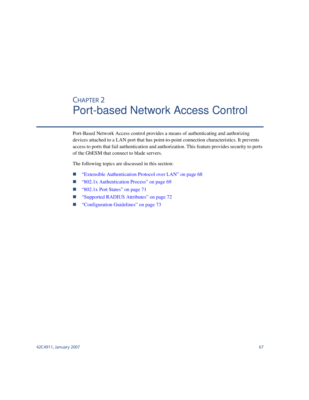 Nortel Networks 42C4911 manual Port-based Network Access Control 