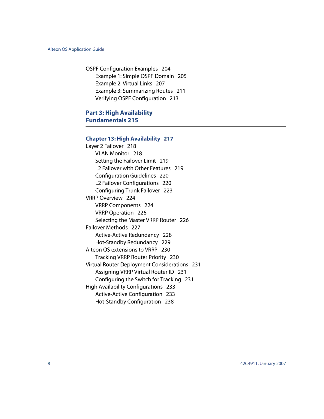 Nortel Networks 42C4911 manual Part 3 High Availability Fundamentals 