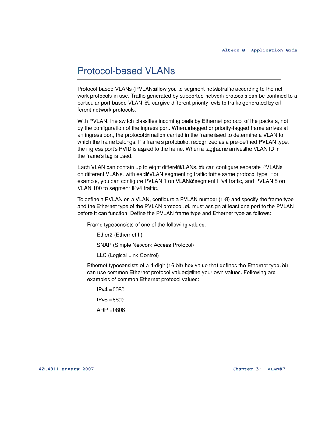 Nortel Networks 42C4911 manual Protocol-based VLANs 