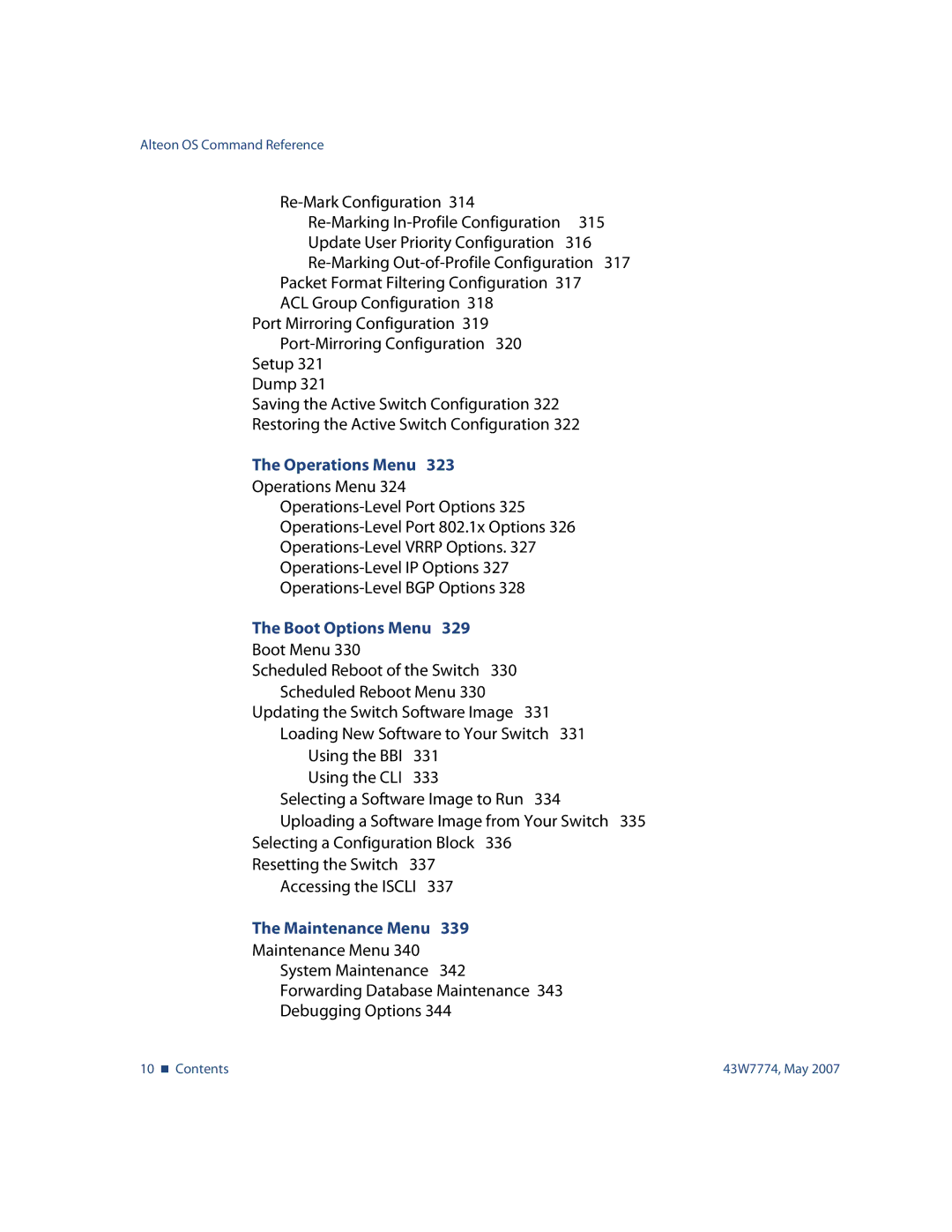 Nortel Networks 43W7774 manual Operations Menu, Re-Marking In-Profile Configuration 