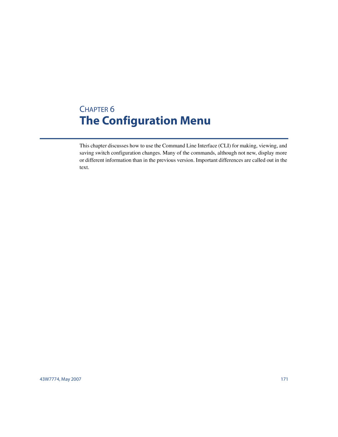 Nortel Networks 43W7774 manual Configuration Menu 