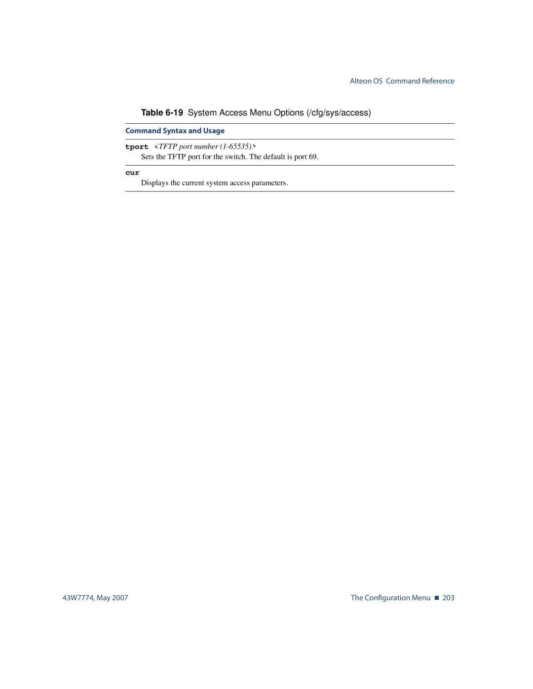 Nortel Networks 43W7774 manual Tport Tftp port number 