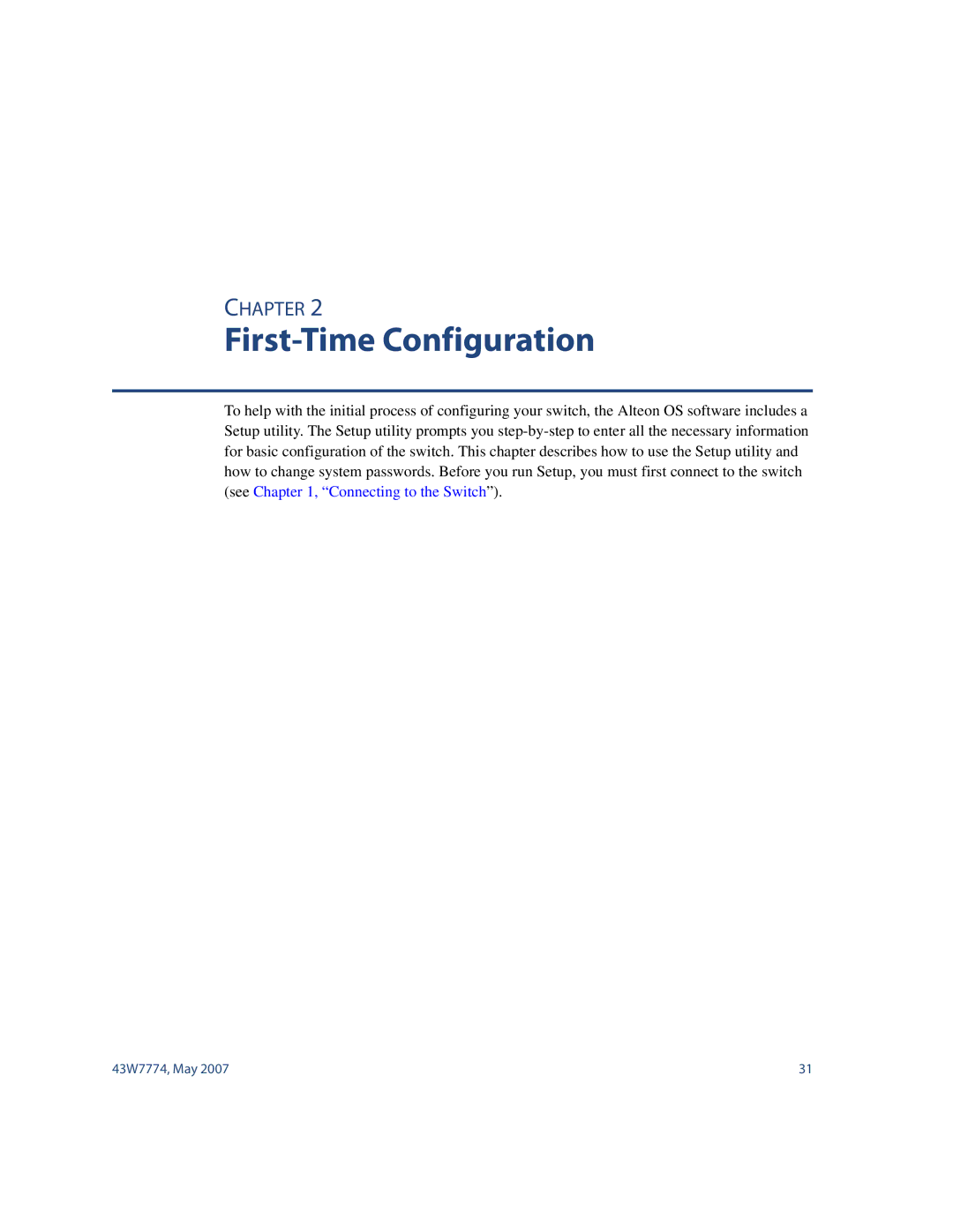 Nortel Networks 43W7774 manual First-Time Configuration 