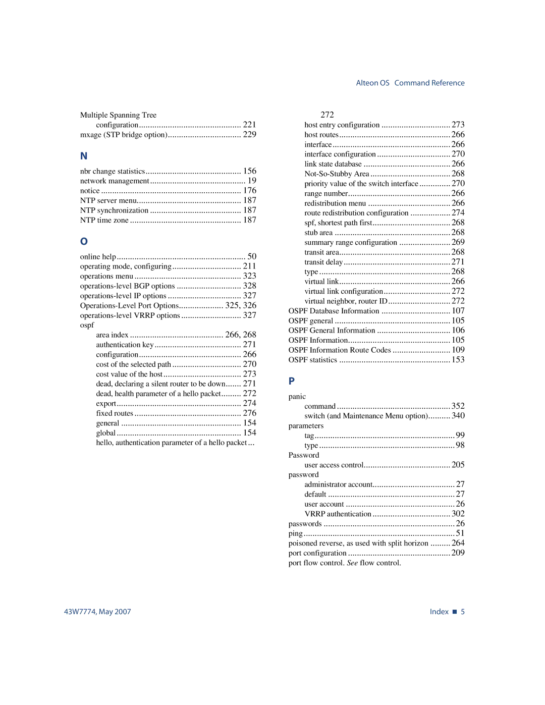 Nortel Networks 43W7774 manual Operations-level IP options 327 