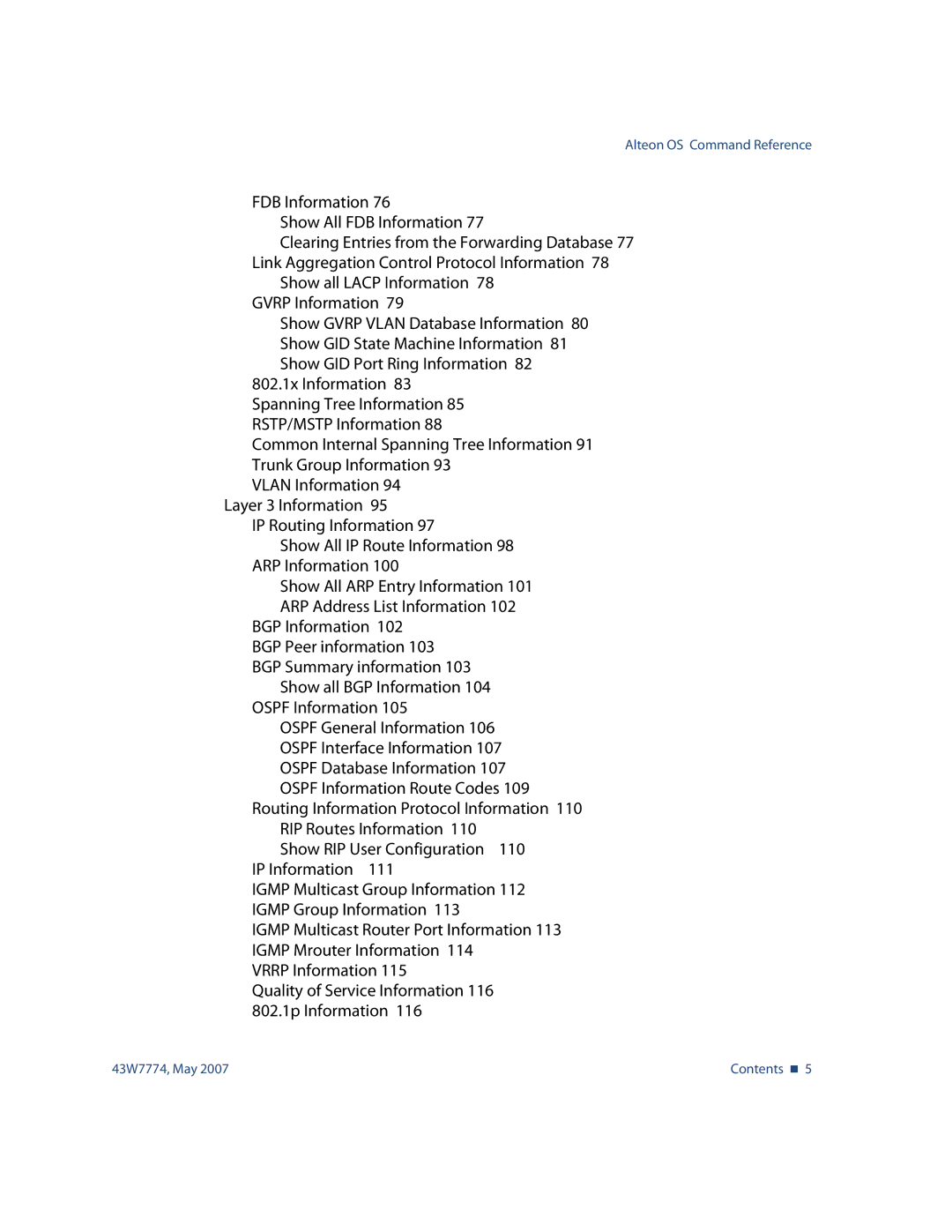 Nortel Networks 43W7774 manual Ospf Database Information 107 Ospf Information Route Codes 