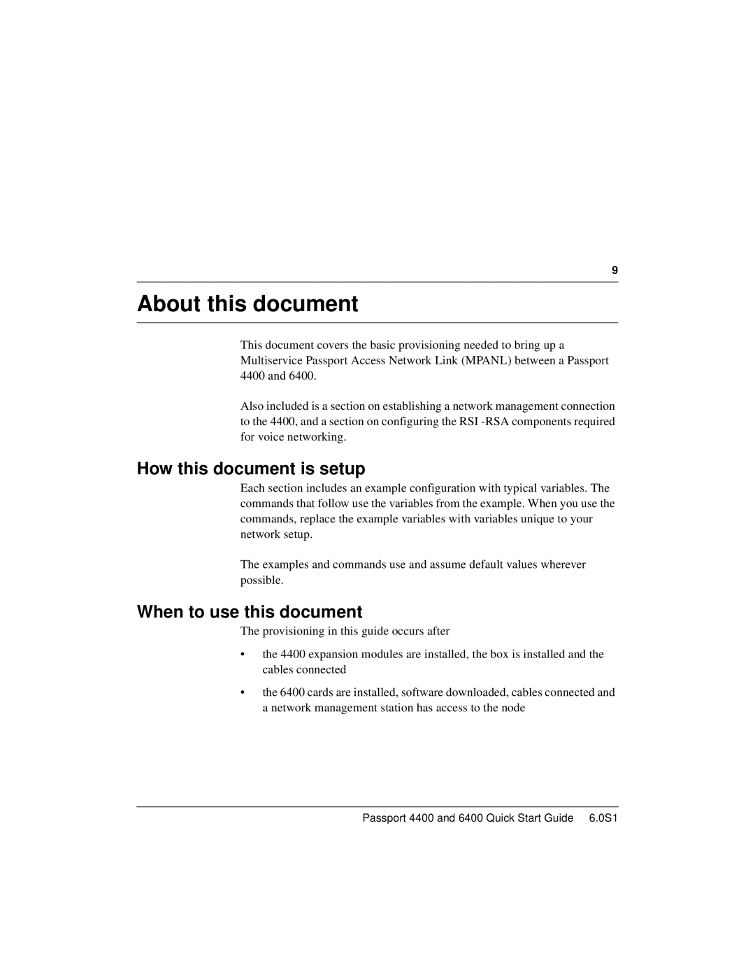 Nortel Networks 6400, 4400 quick start About this document, How this document is setup, When to use this document 