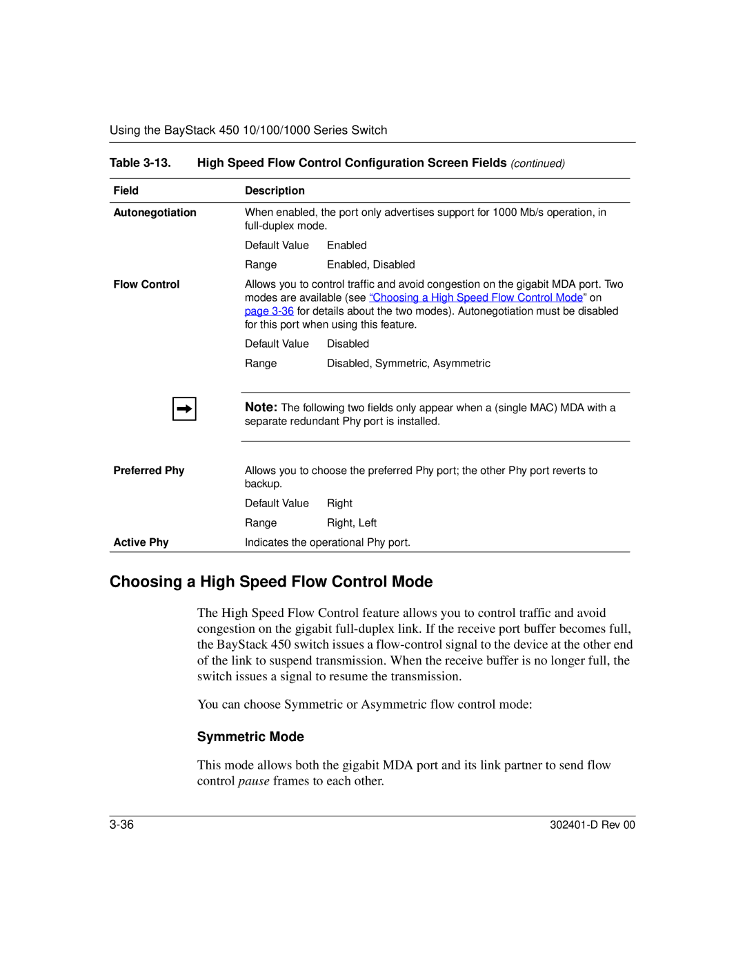 Nortel Networks 450 manual Choosing a High Speed Flow Control Mode, Symmetric Mode 