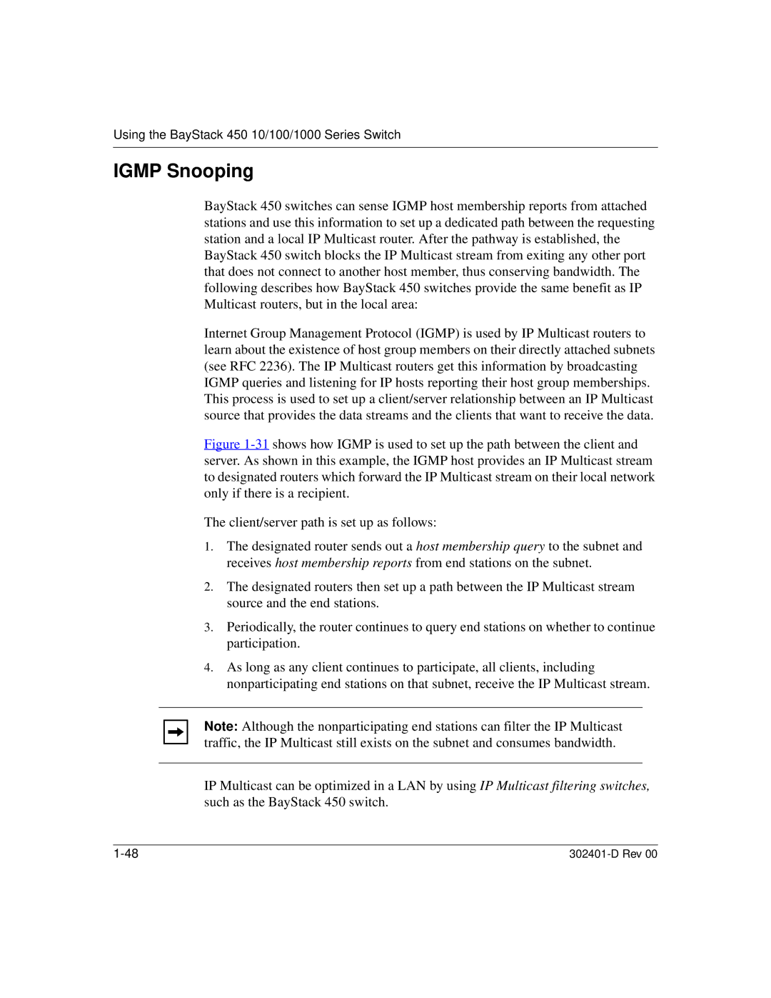 Nortel Networks 450 manual Igmp Snooping 