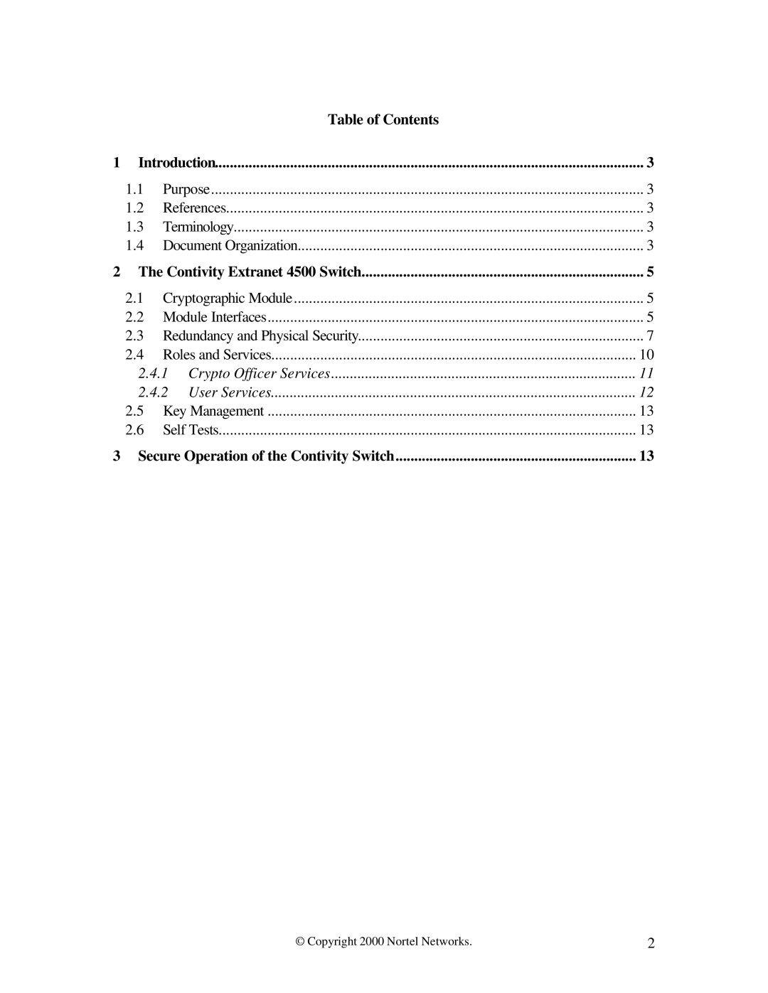 Nortel Networks 4500 FIPS manual Table of Contents Introduction, Contivity Extranet 4500 Switch 