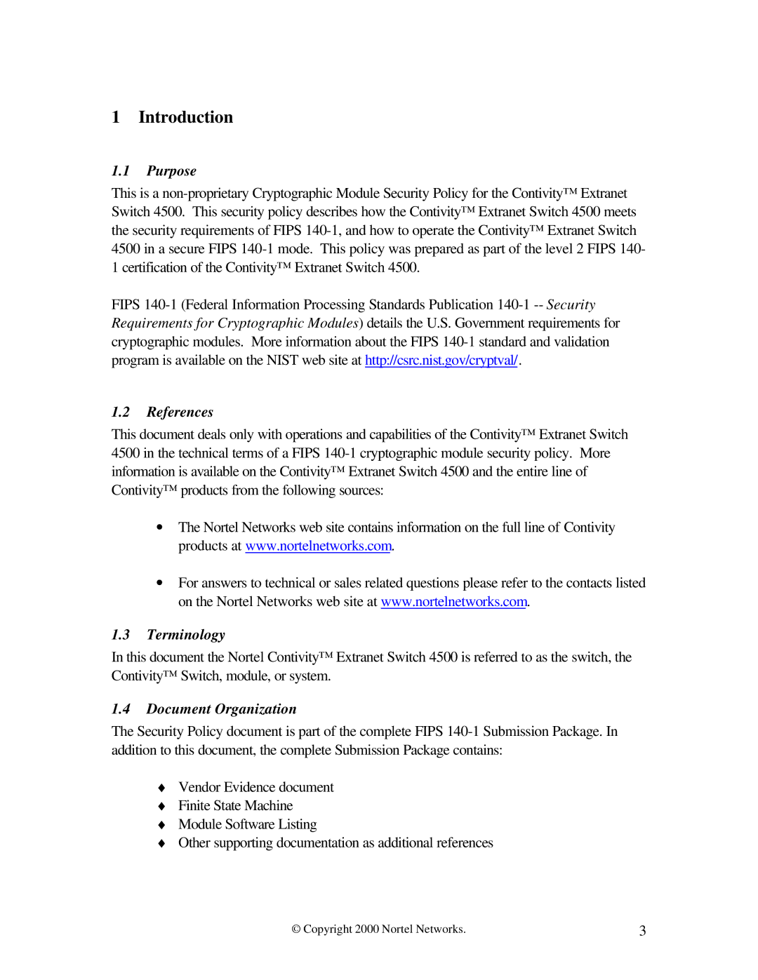 Nortel Networks 4500 FIPS manual Introduction, Purpose, References, Terminology, Document Organization 