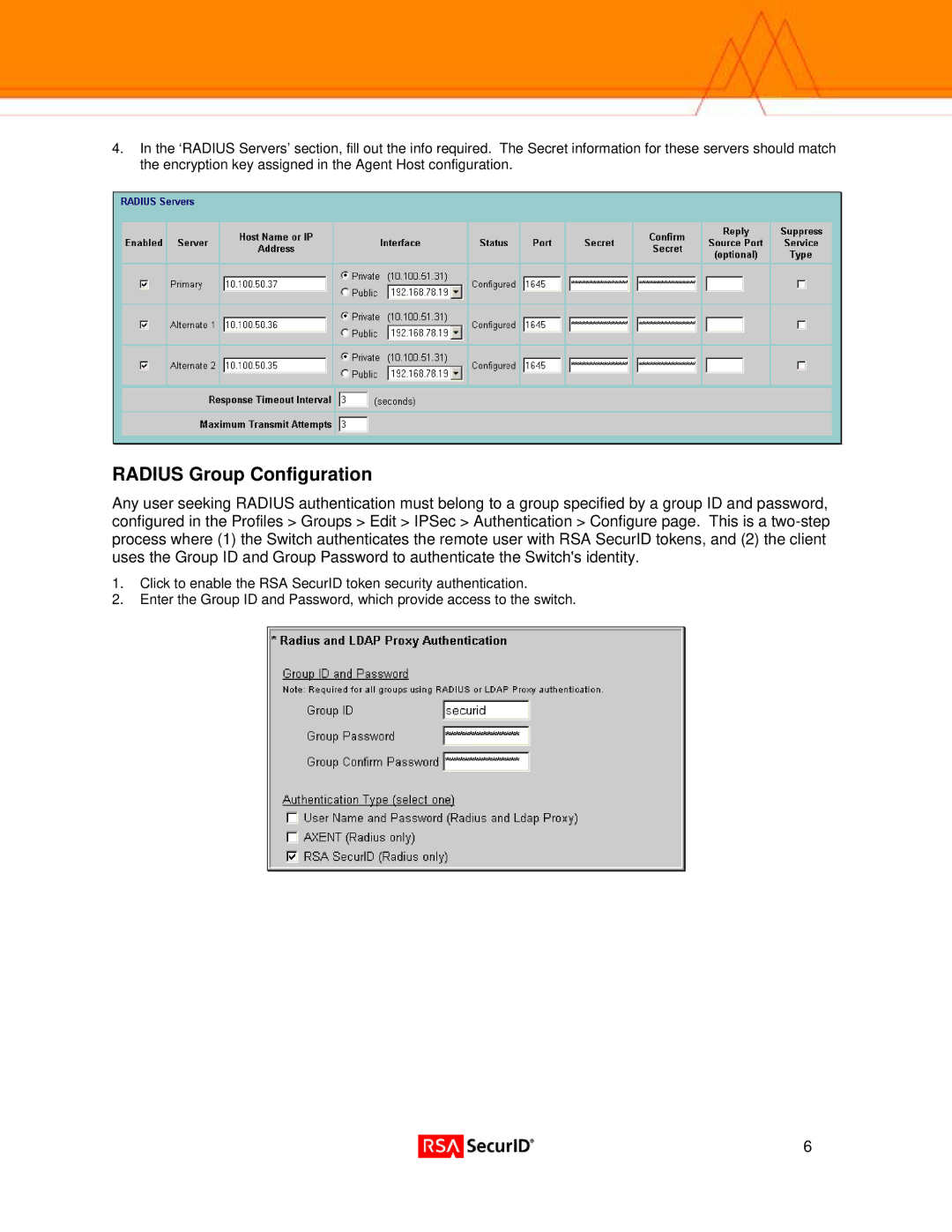 Nortel Networks 1740, 5000, 2700, 1050 manual Radius Group Configuration 