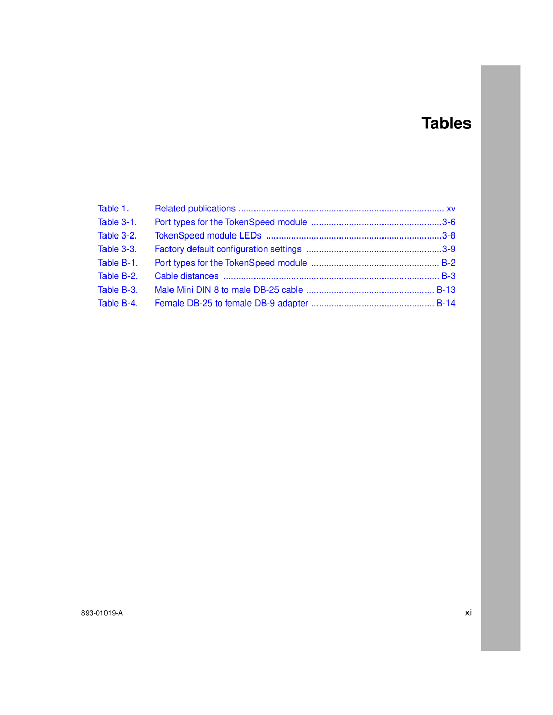 Nortel Networks 5000BH manual Tables 