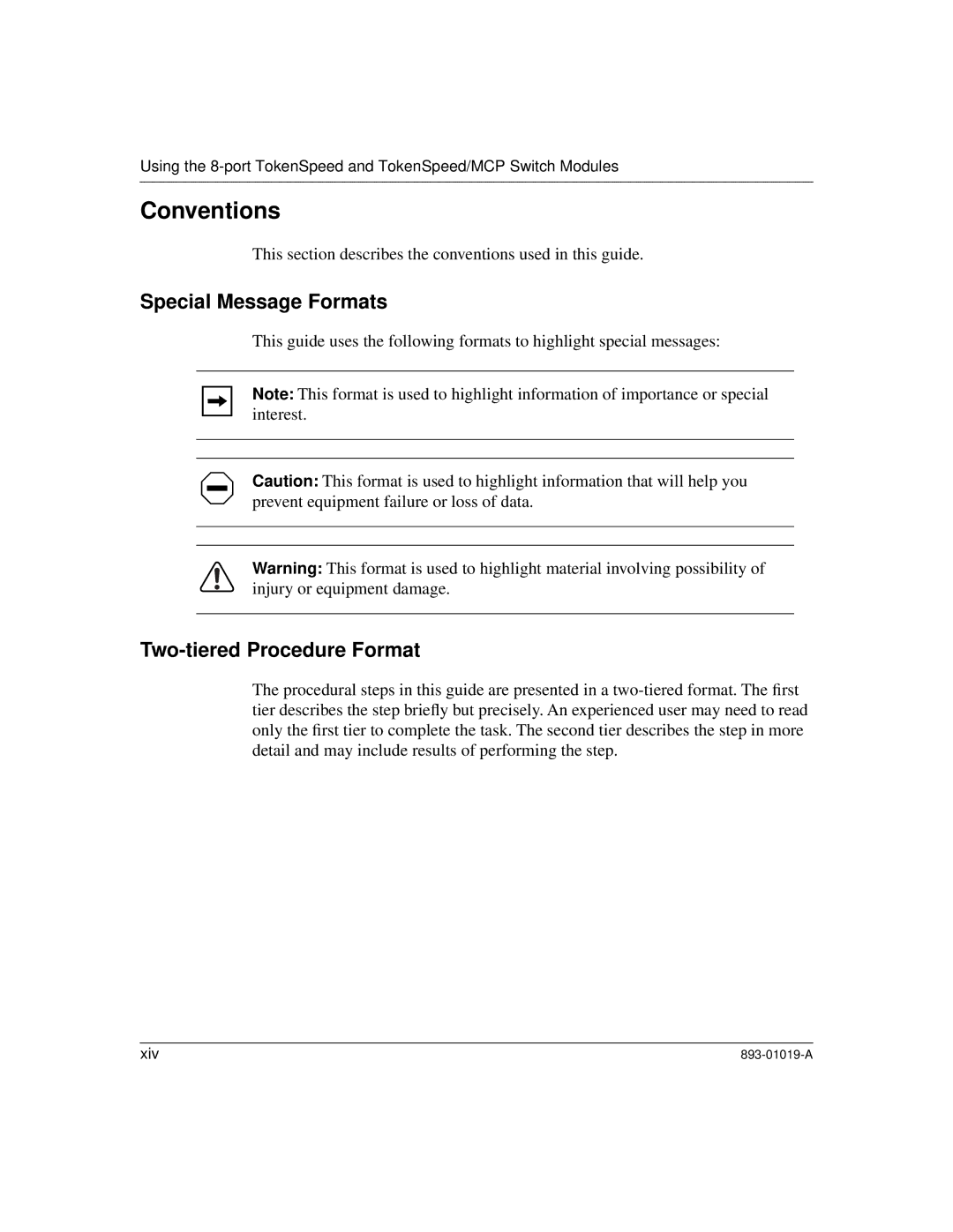 Nortel Networks 5000BH manual Conventions, Special Message Formats, Two-tiered Procedure Format 