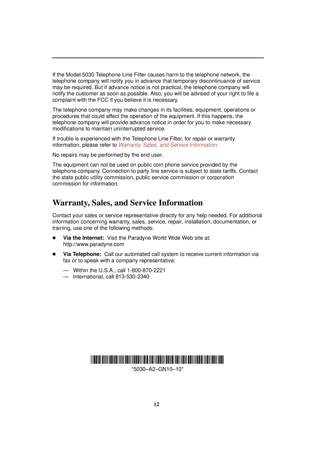 Nortel Networks 5030 installation instructions Warranty, Sales, and Service Information 