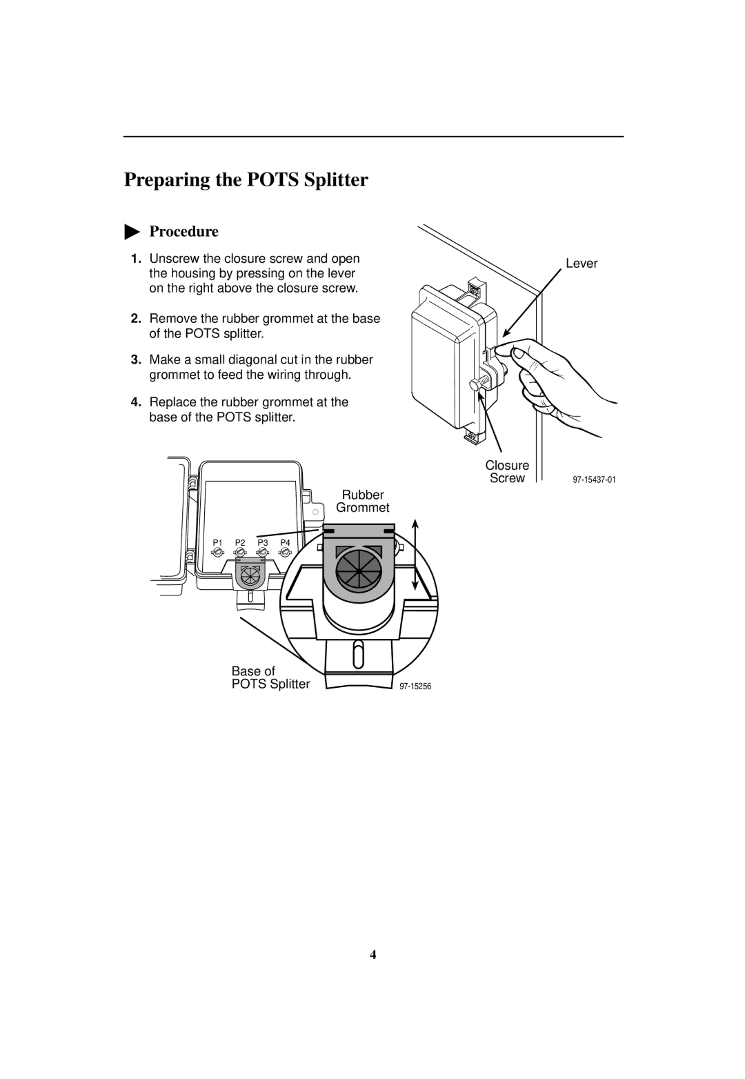 Nortel Networks 5030 installation instructions Preparing the Pots Splitter, Procedure 