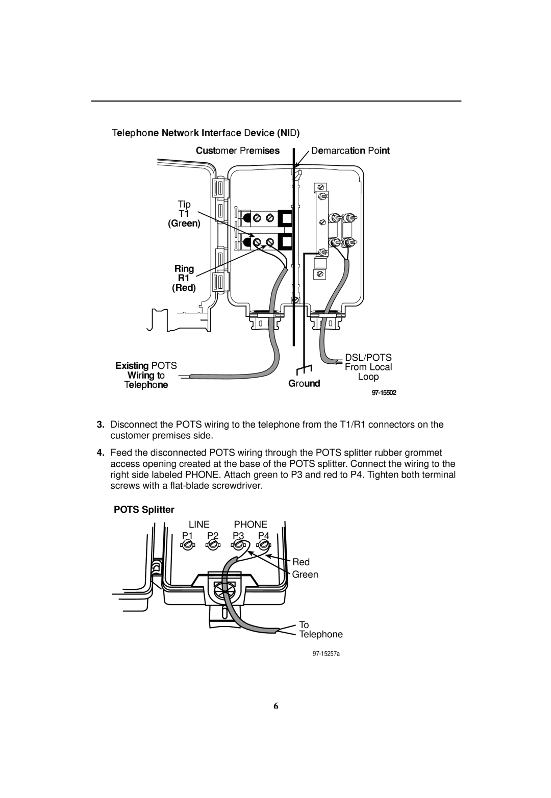 Nortel Networks 5030 installation instructions Pots Splitter 