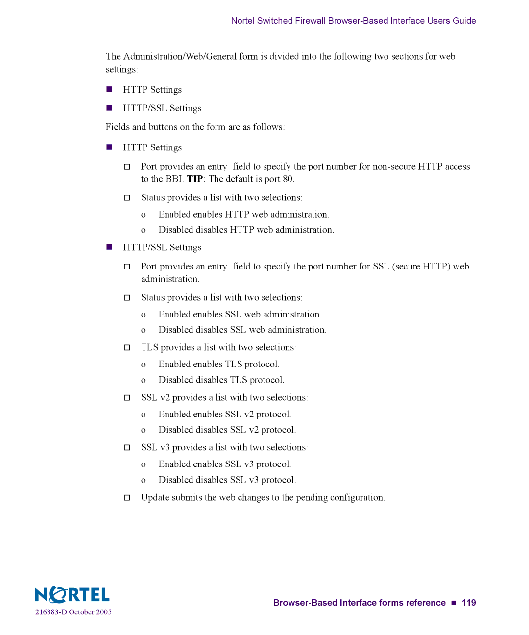 Nortel Networks 5100 manual Browser-Based Interface forms reference „ 