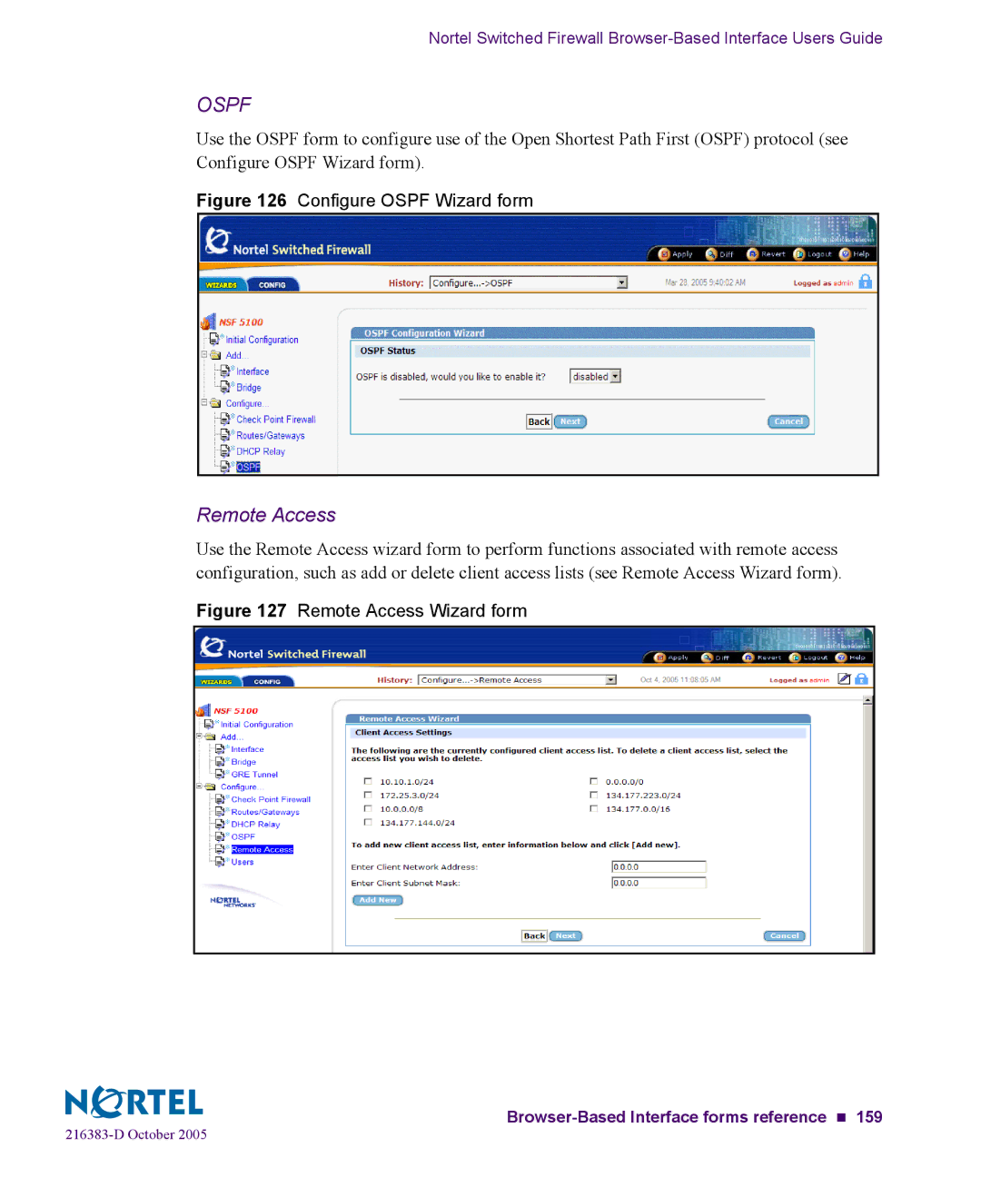 Nortel Networks 5100 manual Ospf, Remote Access 