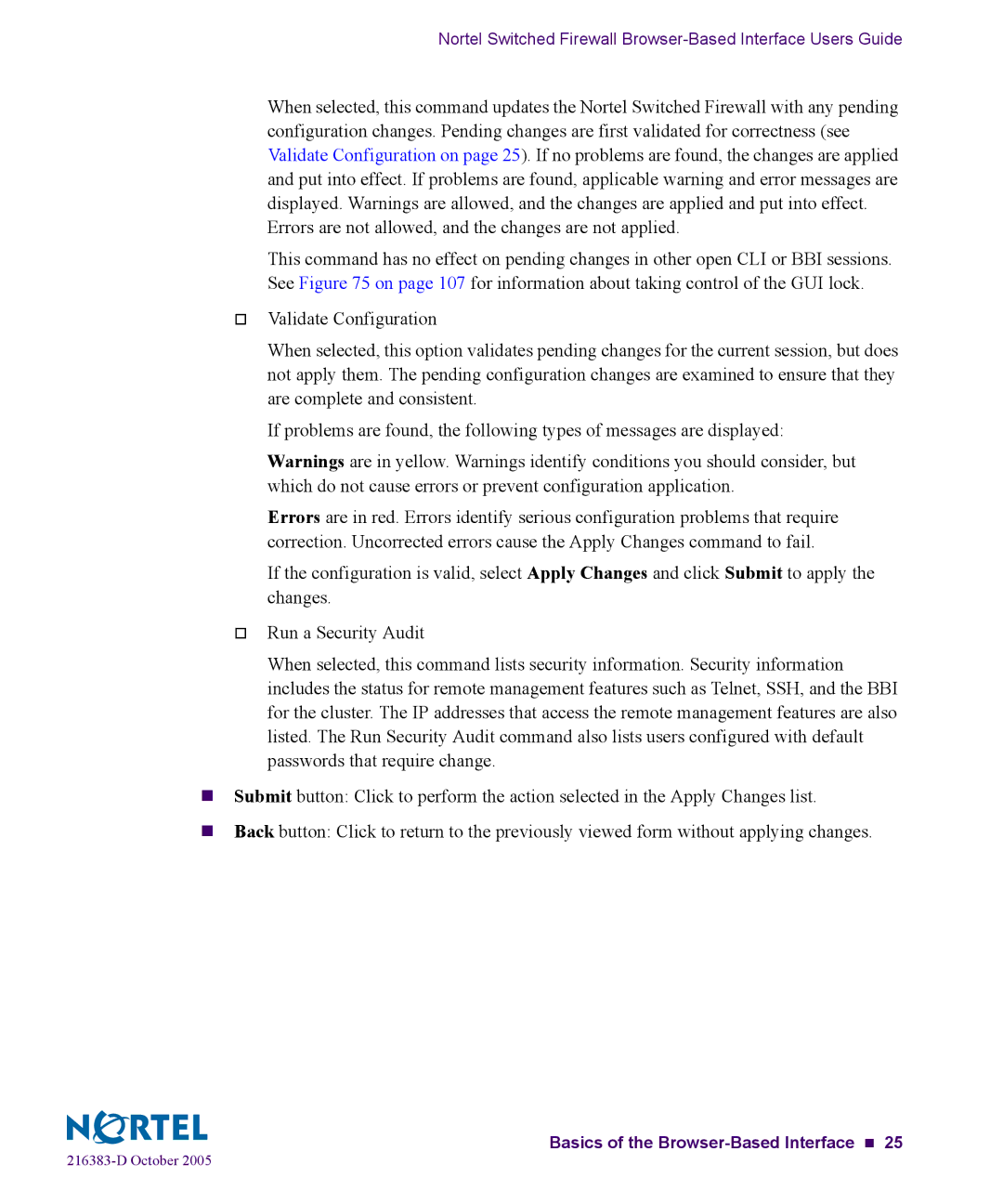 Nortel Networks 5100 manual Basics of the Browser-Based Interface „ 