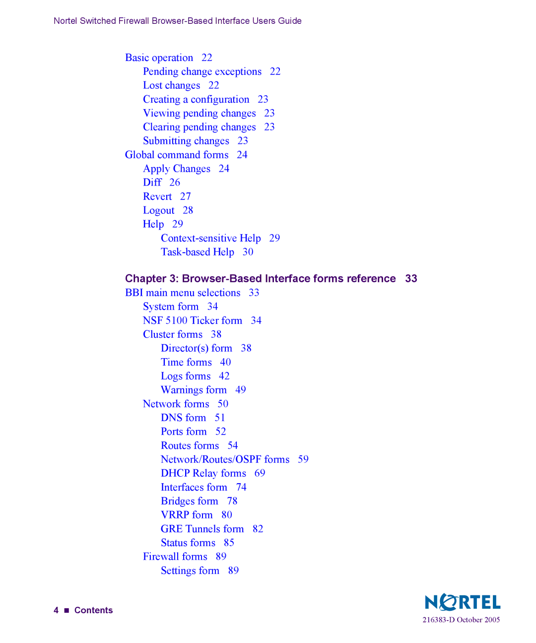 Nortel Networks 5100 manual Browser-Based Interface forms reference 