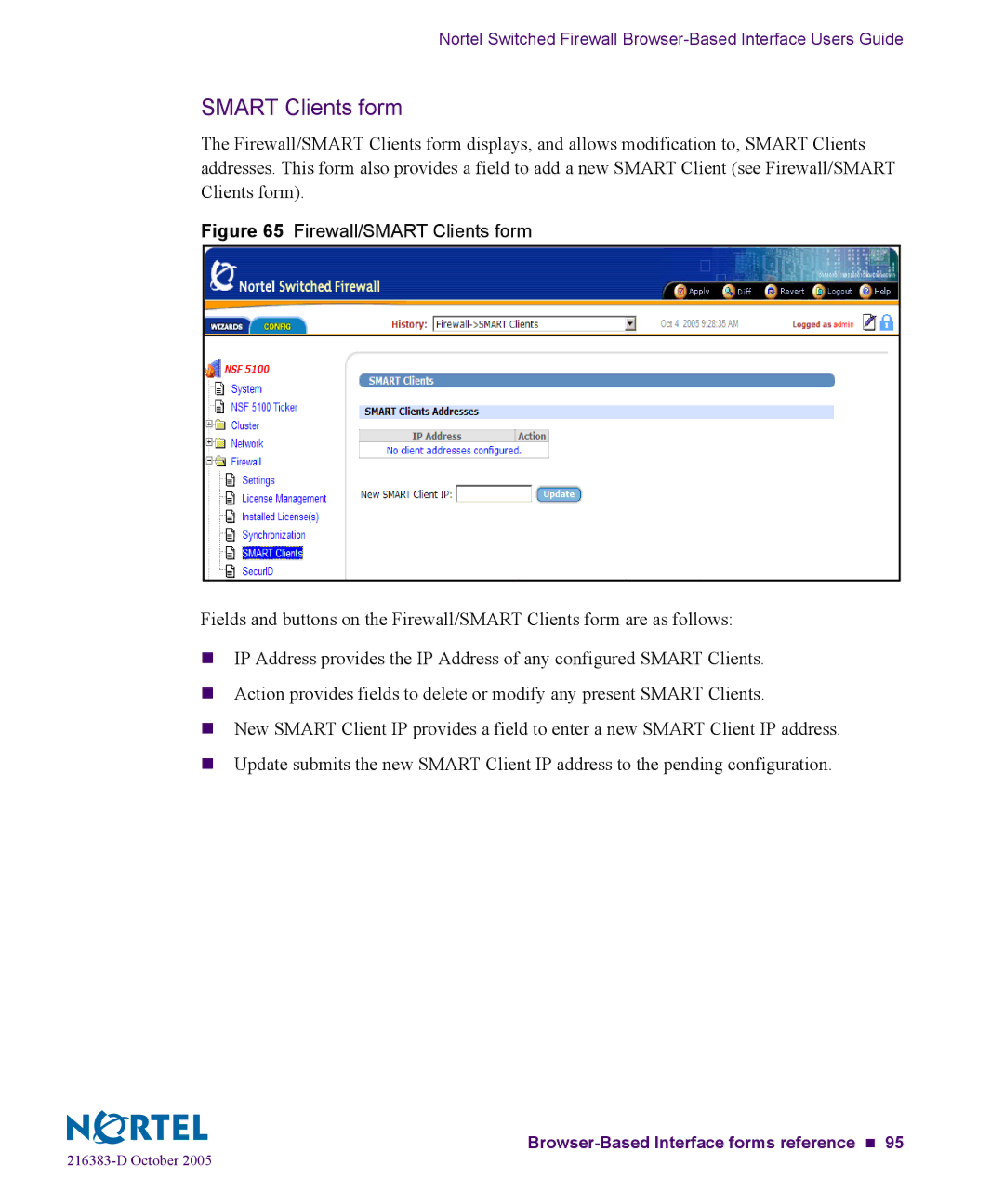 Nortel Networks 5100 manual Smart Clients form, Firewall/SMART Clients form 