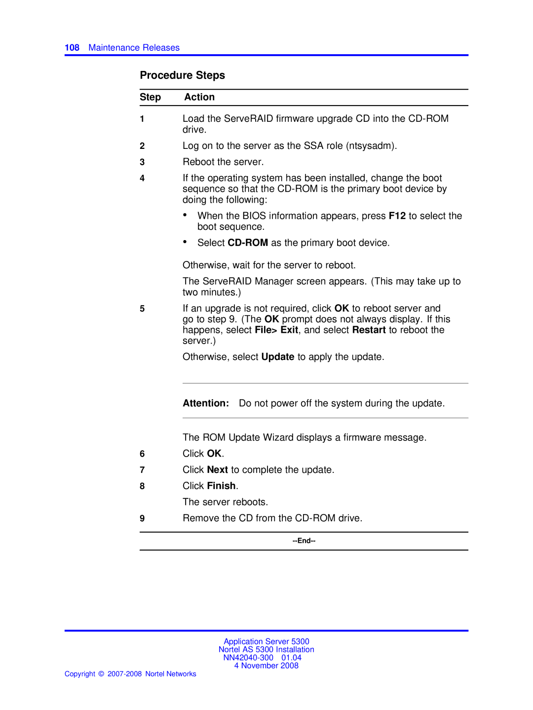 Nortel Networks 53r 5300 00 manual Procedure Steps 