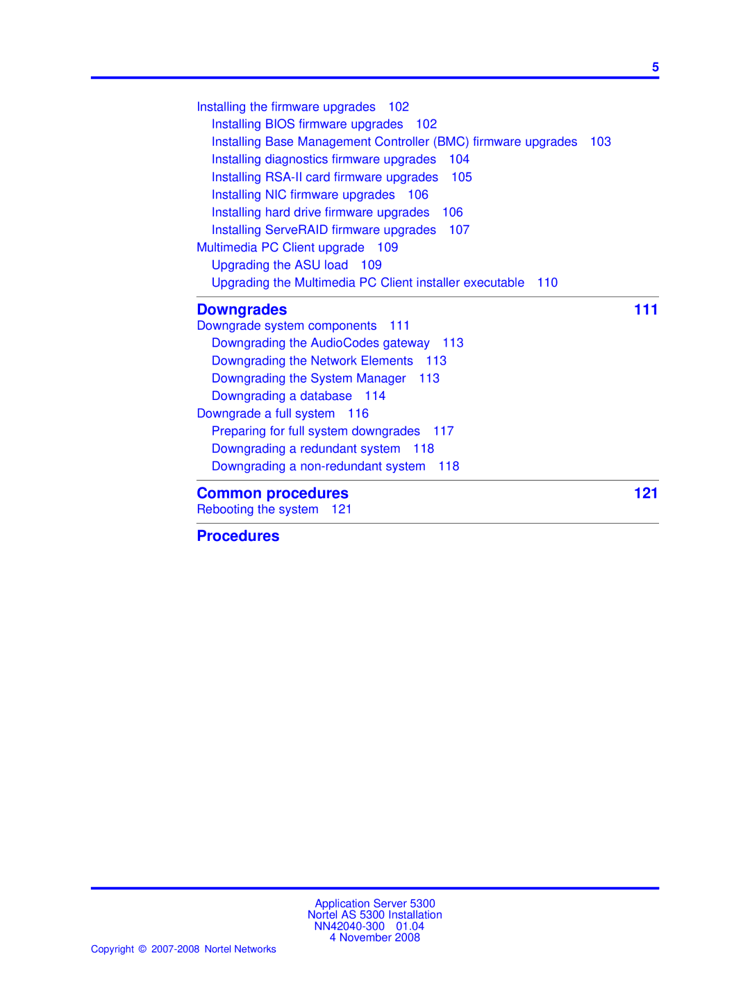 Nortel Networks 53r 5300 00 manual Common procedures 121 