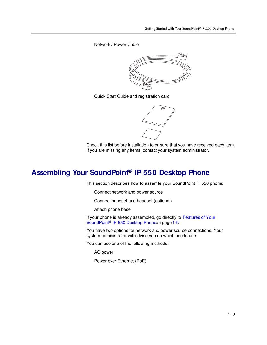 Nortel Networks manual Assembling Your SoundPoint IP 550 Desktop Phone 