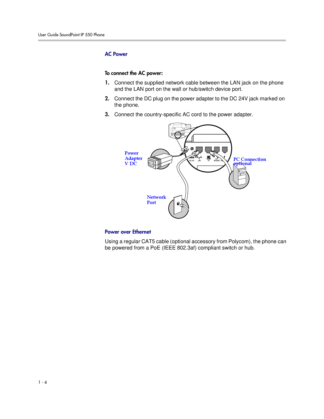 Nortel Networks 550 manual AC Power 