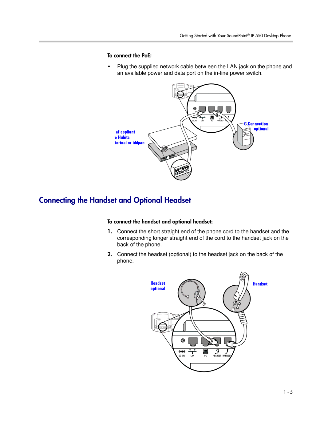 Nortel Networks 550 manual Connecting the Handset and Optional Headset 