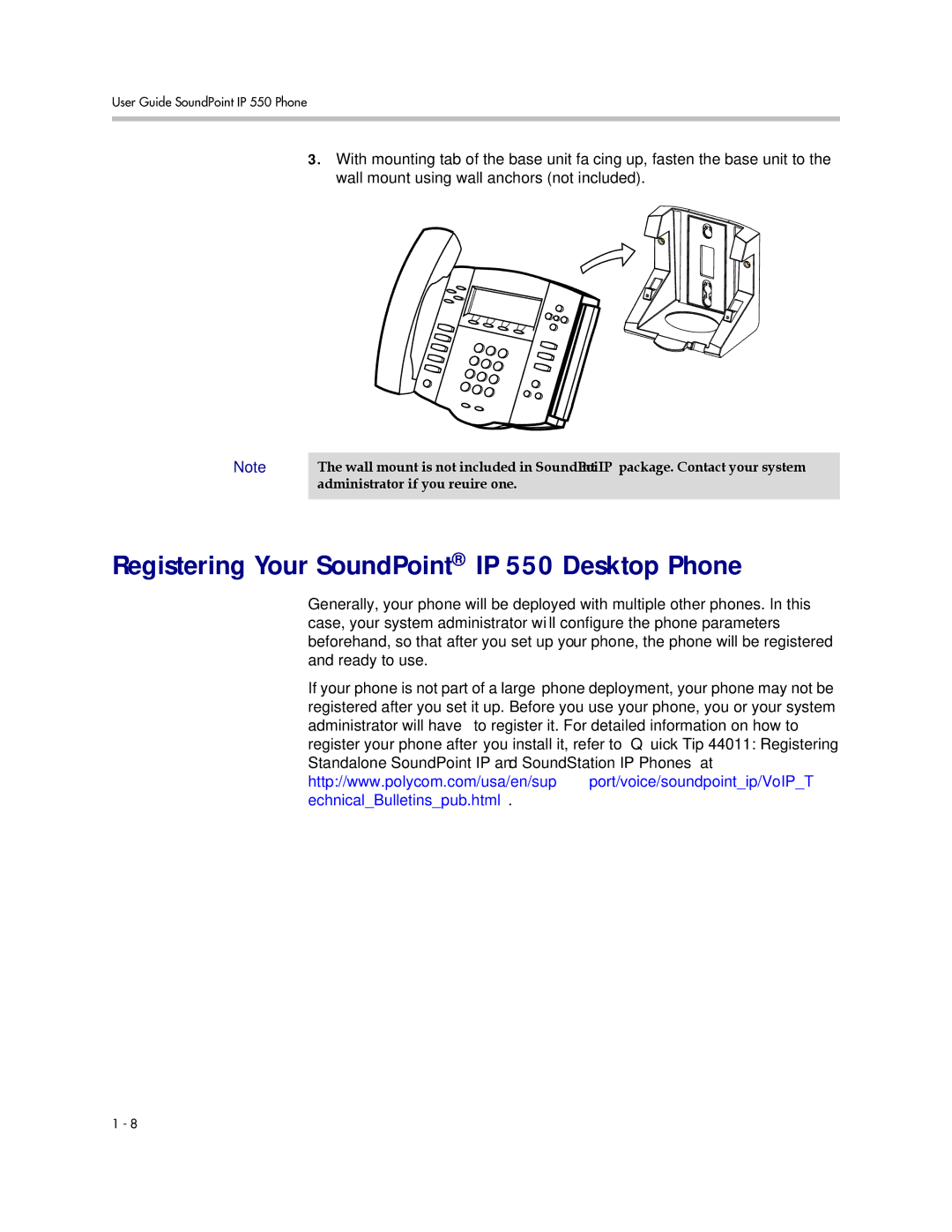 Nortel Networks manual Registering Your SoundPoint IP 550 Desktop Phone 